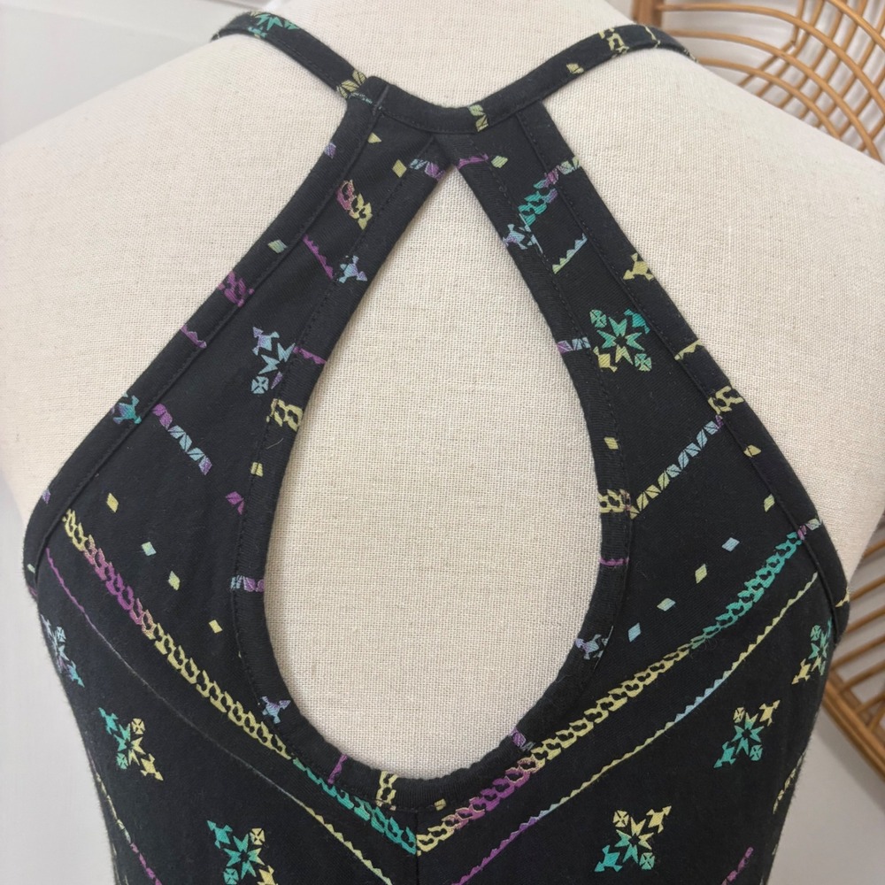 Patagonia Black Midi Dress with Teal & Purple Accents - Reposhed Dress - Picture 2 of 5